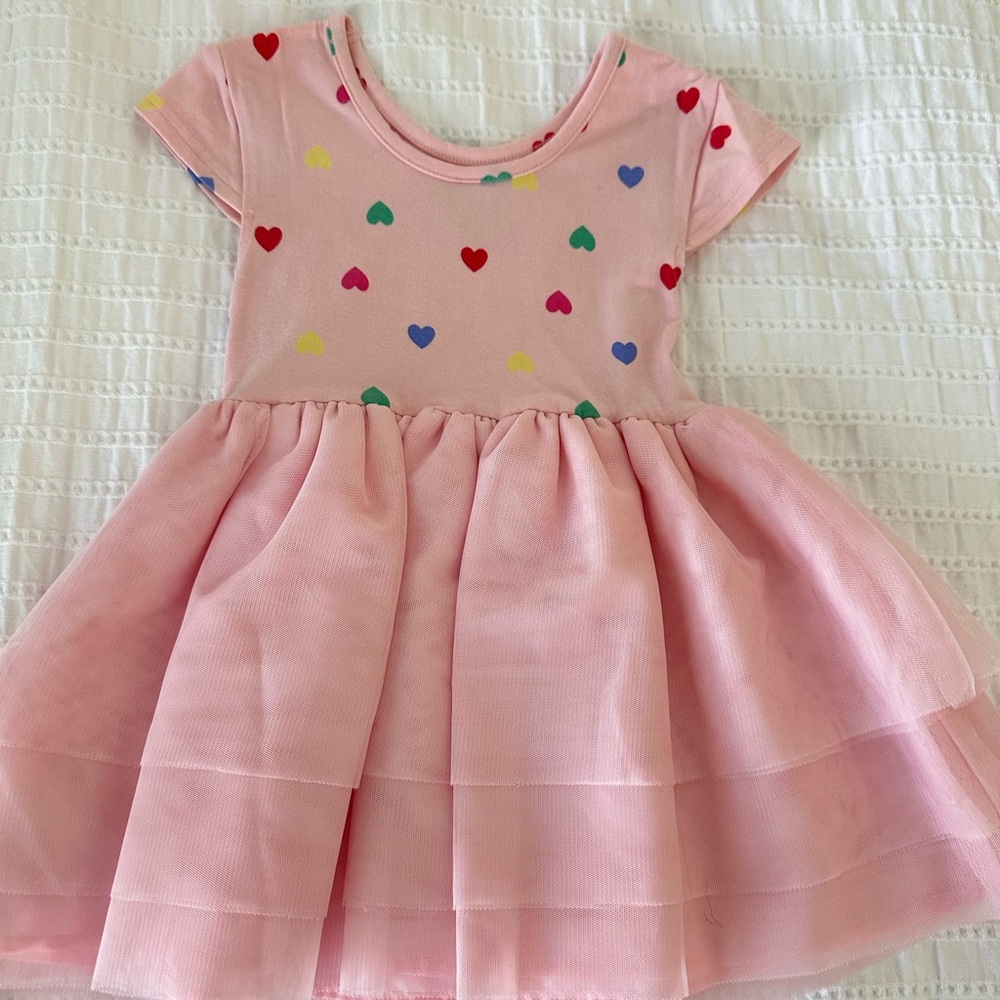 Old Navy| Pink Heart Patterned Kids Dress | size toddler 3T